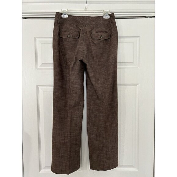 Dressbarn Trouser Pants Brown Textured Mid Rise Flared Leg Size 4 - Picture 4 of 12